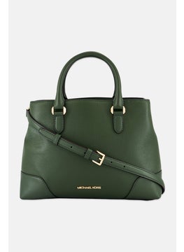 اشتري Women Pebbled Leather Satchel Bag 31 L x 23 H x 11 W cm, Green في الامارات