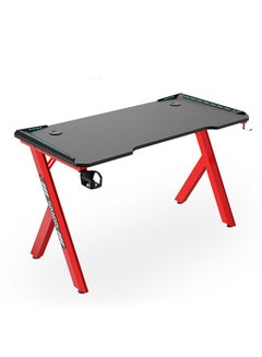 Buy Carbon Fibre Surface Gaming Desk with Led Lights,Large RGB Gaming Computer Desk with Cup Holder Headphone Hook in UAE