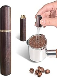 Buy Premium Espresso Accessories, Stainless Steel Espresso Distribution Tool Espresso Stirrer Tool Espresso Stirrer with Natural wood Handle Coffee Replaceable Needles (Drak Brown 6 pin) in Egypt