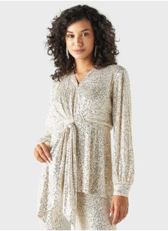 Buy Tie Detail Sequin Top in Saudi Arabia