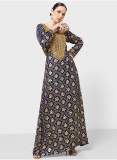 Buy Embellished V- Neck Jalabiya in UAE