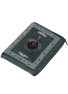 Buy Portable Waterproof Polyester Travel Prayer Mat With Compass Dark Green 100x60cm in UAE