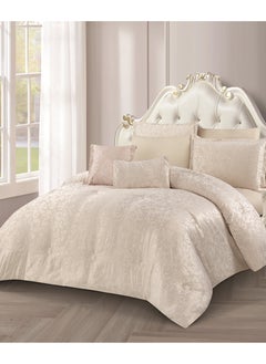 Buy Hours comforter set with soft, silky jacquard fabric and a modern and distinctive pattern that satisfies all tastes 8 pieces king size in Saudi Arabia