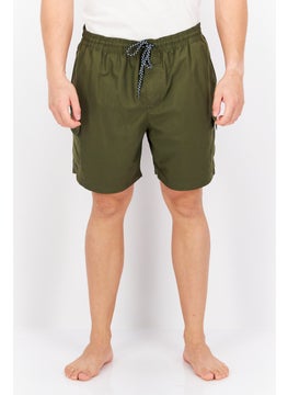 اشتري Men Plain Drawstring Board Shorts, Olive في الامارات