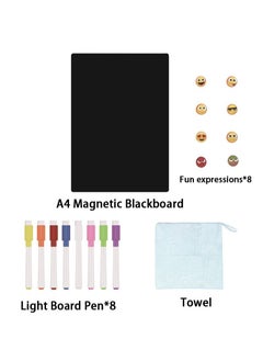 Buy Magnetic Black Dry Erase Board for Refrigerator with Neon Chalk, 12x8" 8 Liquid Chalkboard Chalk with Magnets, 8 Fun Expressions in Saudi Arabia