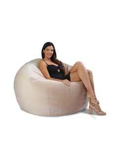 Buy Comfy Adult Large Size Cream Velvet Soft & Fluffy Classic Bean Bag With Bouncy Virgin Beans Filling in UAE