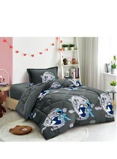 Buy Winter Children's Bed Sheet 3 Pieces Two Sides Quilted and Velvet Drawings170x220 cm in Saudi Arabia