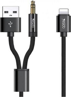 Buy Cable Audio Yesido Cable Adapter YAU-18 Lightning to USB Jack 3.5mm Black in Egypt