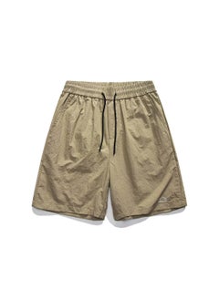 Buy Mens Summer Retro Casual Ice Silk Shorts Khaki in UAE