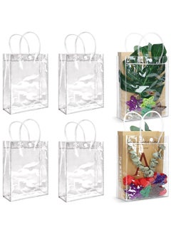 Buy 6 Pieces Clear PVC Gift Bags With Handles,Transparent Gift Wrap Bags, Clear Bags For Gifts, Transparent Tote Bag, Bulk Gift Bags, Reusable Gift Bags For Birthdays, Weddings, Parties 28x20x10cm in UAE