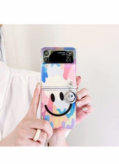 اشتري Samsung Galaxy Z Flip 3, Cute Smile Clear Phone Case with Strap Wrist, Slim Stylish Protective Bumper Case, Hard Anti-Scratch Phone Fashion Cover Women Girls في الامارات