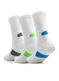 Buy 3Pairs Athletic Crew Socks PerformanceThick Cushioned Sport Basketball Running Training Compression Socks for Men & Women in Saudi Arabia