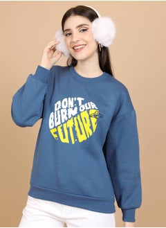 Buy Graphic Print Round Neck Oversized Sweatshirt in Saudi Arabia