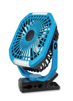 Buy Blue 360° Rotation Quiet Personal USB Office Desk Fans Rechargeable 4 Speeds Portable Fan With Sturdy Clip in Saudi Arabia