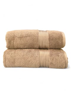 Buy Luxury Soft and Absorbent Towel Set Pack Of 2 Brown in Saudi Arabia