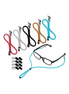 Buy Premium Leather Glasses Strap, Anti-Slip Glasses Chain Lanyard, Adjustable Glasses Holder, Sports Sunglass Holder Holder Straps for Men and Women 5pcs, Free 20 Pairs of Sponge Glasses Nose Pads in Saudi Arabia