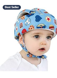 Buy Baby Helmet, Baby Head Protector, Toddler Protective Cap, Cotton, Adjustable, Safety Helmet, Suitable For Learning To Crawl And Walk (Football Blue) in Saudi Arabia