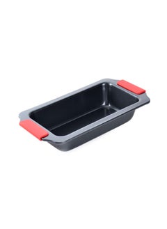 Buy Rectangular Carbon Steel Loaf Pan With Soft Touch Silicone Grip Black/Red 30.5x17x5.5cm in Saudi Arabia