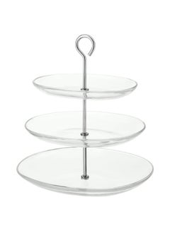 Buy Serving stand three tiers clear glass/stainless steel in Saudi Arabia