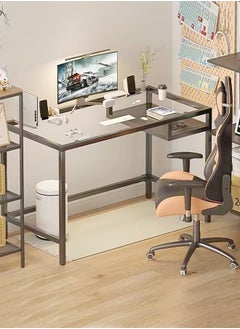 اشتري Multifunction Modern Design Transparent Desk Dressing Table Study Table Desktop Table Large Storage Workstation for Bedroom Dressing Room 100x50x73 cm في الامارات