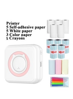 Buy Mini Printer Portable, Pocket Thermal Printer with 13 Rolls Paper, Wireless Instant Photo Printer Compatible with iOS Android for Picture Receipt Label Note QR Code Inkless Printing (Pink) in Saudi Arabia