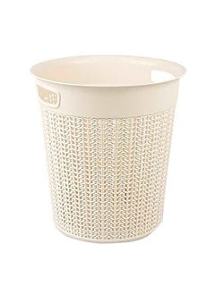 Buy Knit Design Round Plastic Laundry Basket with Handle Ivory 12 L M-1083 IW in Saudi Arabia