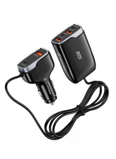 Buy 6 Multi Ports USB C Car Charger with PD/QC 3.0 Port, Compatible with 12-24V Vehicles, Max 103W Car Charger Adapter with 5.7FT Cable for Rear Seat Charging, Cigarette Lighter Splitter(Black) in UAE
