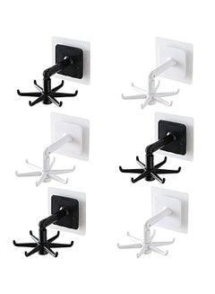 اشتري Kitchen Utensil Hanger,Under Cabinet Holder 6 Pieces Rotating （3 White+3 Black）, 4.3×2.7×1.9 inch في مصر