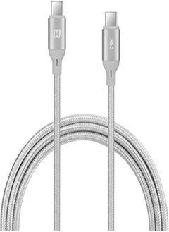 اشتري Momax Dc19 Go Link Usb-C To Usb-C Cable [100W] 20V/5A Power Delivery 3.0 Fast Charge Nylon Braided With Built-In E-Marker (1.2M) – Silver في مصر