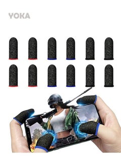 Buy YOKA Sweatproof Gaming Finger Cots, Tri-Color Set, Ultra-Thin Breathable High Quality Silver Fiber Finger Gloves, High Touch Sensitivity, Suitable for PUBG, COD, FORTNITE and Other Games [12 Pack] in Saudi Arabia