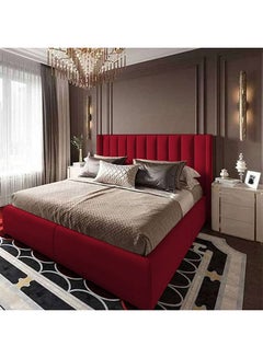 Buy Palermo | Wooden Bed Frame Upholstered in Velvet - Burgundy in Saudi Arabia