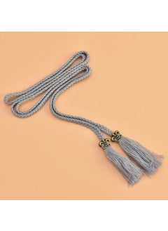 اشتري Wenyi Fan Cotton Rope Woven Waist Chain with Skirt Womens Long Knot Belt Tassel Decoration Narrow Waist Rope Wholesalegray cotton rope metal gray cotton rope metal في الامارات