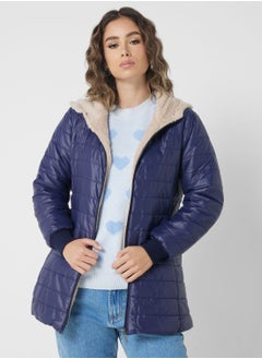 Buy Quilted Zipper Jacket With Hood in Saudi Arabia