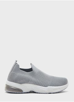 Buy Tonal Striped Knit Slip On Comfort Shoe in Saudi Arabia