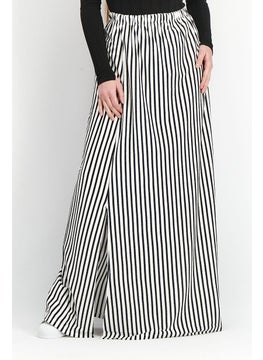 اشتري Women Stripe Maxi Skirt, Black/White في السعودية