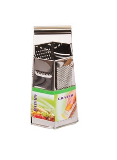 اشتري 6 Sided Stainless Steel Grater Multi Functional Hand Held Vegetable Grater/Slicer/Zester/Shredder with Non-Slip Handle & Base for Home & Professional Kitchen في الامارات