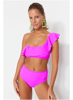 اشتري Pink One Shoulder Ruffle Bikini Top TBESS21BU0039 في مصر