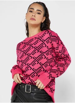 Buy Crew Neck Jacquard Sweater in UAE