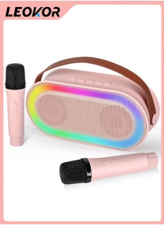 Buy Mini Portable Karaoke Speaker Kits,Wireless Karaoke Speaker with 2 Pack Wireless Microphone for Home Outdoor Party Pink in Saudi Arabia