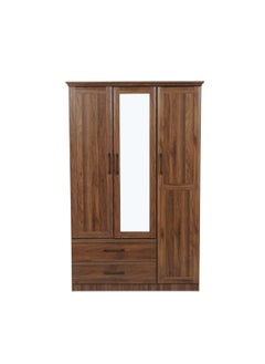 اشتري Malathi Kids 3 Door Wardrobe 2 Drawers With Mirror Mdf - Walnut في الامارات