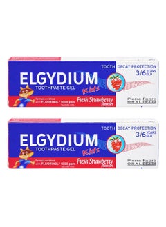 Buy Elgydium Pack Of 2 Kids Toothpaste Fresh Strawberry 50ml in Saudi Arabia