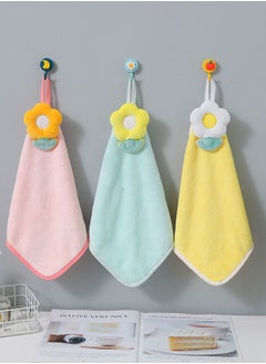 اشتري 3Pcs Cute Hanging Hand Towels Floral Coral Velvet Hanging Hand Towels for Kitchen Cartoon Absorbent Kitchen Hand Towels with Hanging Loops  3Pcs Cute Hanging Hand Towels Floral Coral Velvet Hanging Ha في السعودية