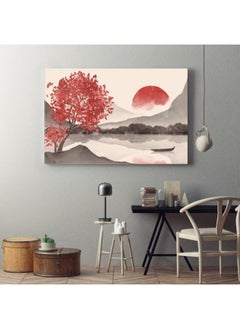 Buy Red Tree with sunset Landscape Printed canvas wall art in Egypt