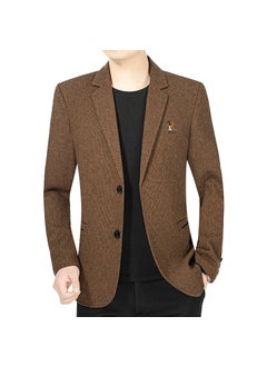 اشتري Mens Casual Blazer 2024 Spring Autumn New Dad JacketXZ1762 deep coffee XZ1762 deep coffee في السعودية