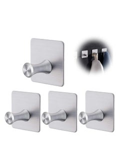 اشتري Self-Adhesive Hooks, 4 Pack Heavy Duty Wall Hooks, 304 Stainless Steel Waterproof Bathroom Hooks, No Drilling Wall Mounted Hanger Waterproof Hooks for Kitchen, Bathroom, Office Closet في الامارات