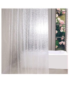 Buy Water Cube 3D PEVA Shower Curtain - Heavy Duty Clear Waterproof Liner for Bathroom Decor - 180 x 200 cm in Saudi Arabia