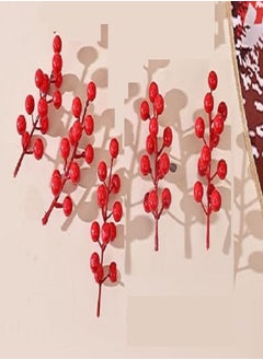 Buy 5 Pieces Faux Red Cherry Hanging Ornaments for Christmas Tree,Christmas Tree Decorations Items,  Christmas Decorations, Home, The Office,The Door - Each stick has 12 cherries in Egypt