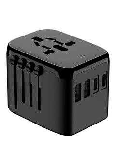 Buy Universal Travel Power Adapter with 4 USB and USB-C Fast Charging Ports and Carrying Bag in Saudi Arabia