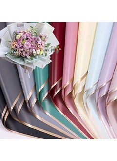 Buy 20 Counts /10 Colors Gold Edge Flower Waterproof Floral Wrapping Paper Florist Bouquet Supplies Diy Crafts Gift Packaging Or Gift Box Packaging 22.8 * 22.8Inch in Saudi Arabia