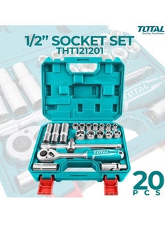 Buy T0TAL,20 Pcs Wrench Set Ratchet Socket Set 1/2 Quick Release Button, Chrome Vanadium Steel  Professional Repair Tool  THT121201 in Saudi Arabia